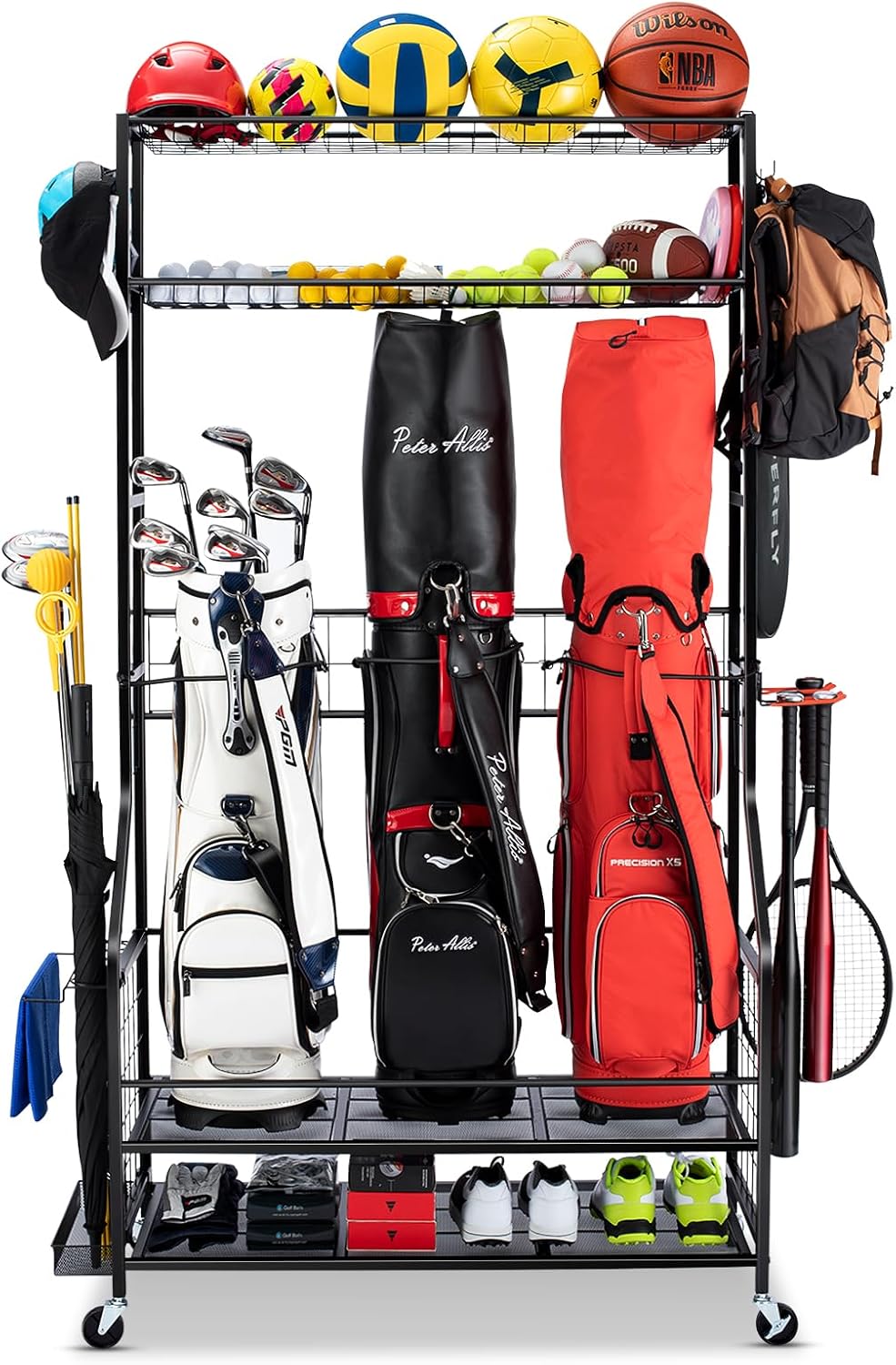 Golf Equipment Garage Organizer - Support de rangement robuste pour sacs