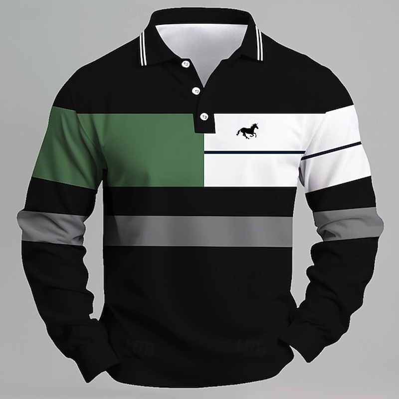 Golf Equipment Logo - Polo avec logo licorne imprimé rayé