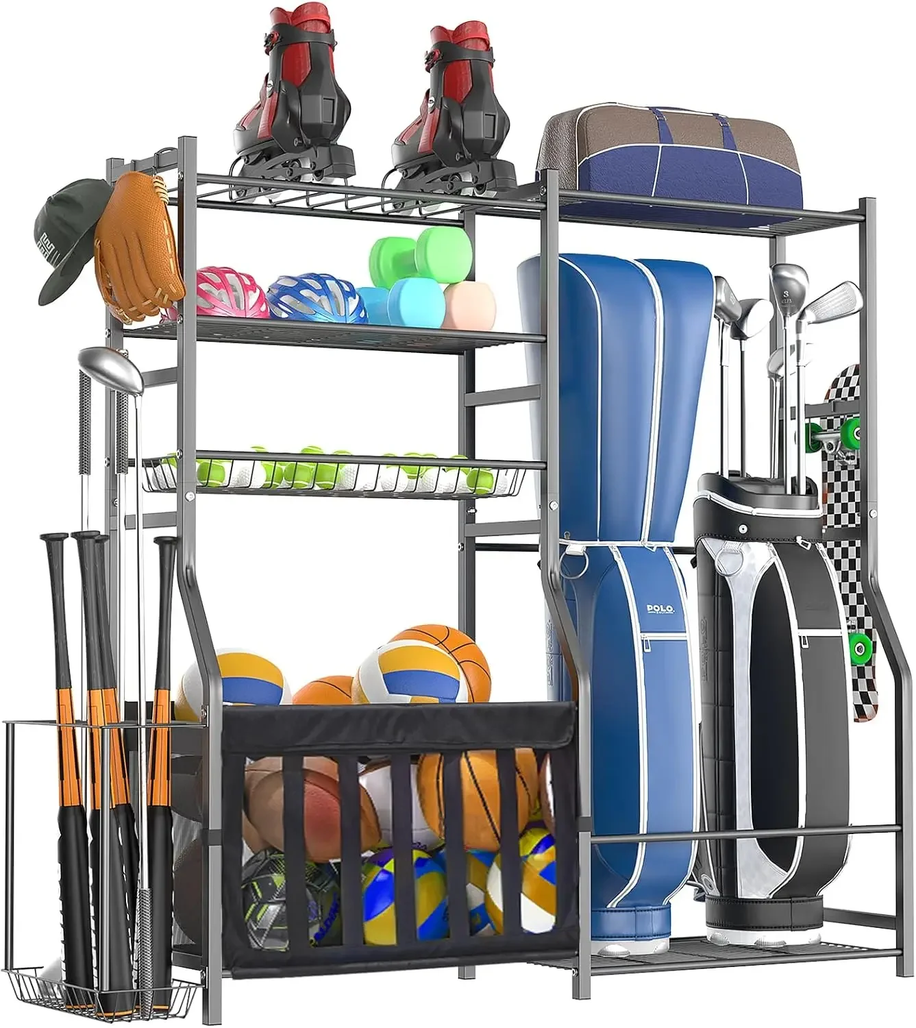 Golf Equipment Garage Organizer - Organisateur d'équipements sportifs robuste pour garage,