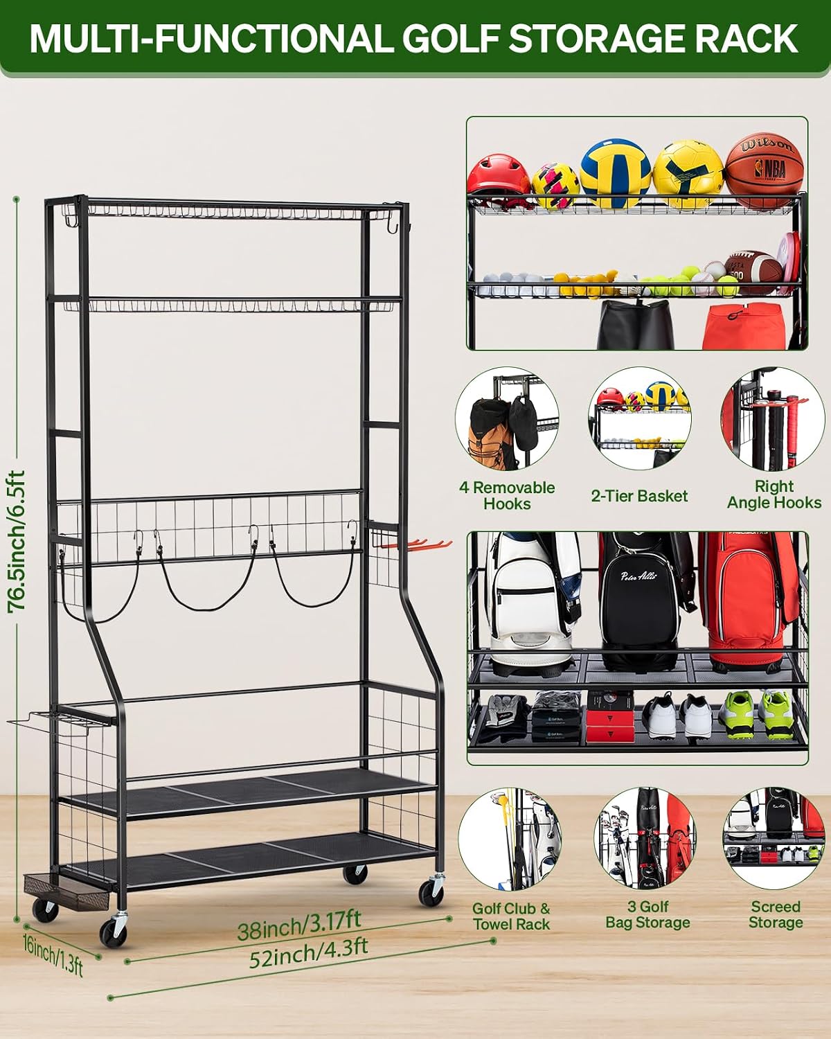 Support de rangement robuste p - Golf Equipment Garage Organizer avis et prix