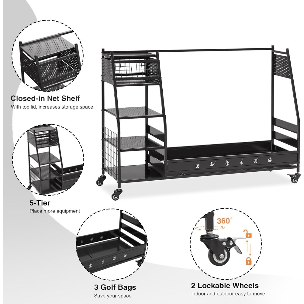 Support de rangement pour sacs - Golf Equipment Garage Organizer avis et prix